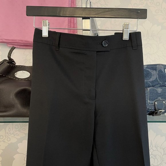 NINA RAYNOR Black Wool Blend Straight Leg Flat Front Dress Pant - Picture 2 of 12